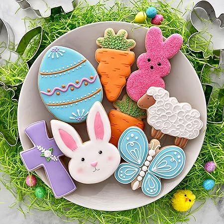 Easter Cookie Cutter 7-Pc Set Made in USA by Ann Clark, Easter Bunny, Bunny Face, Holy Cross, Carrot, Butterfly, Lamb