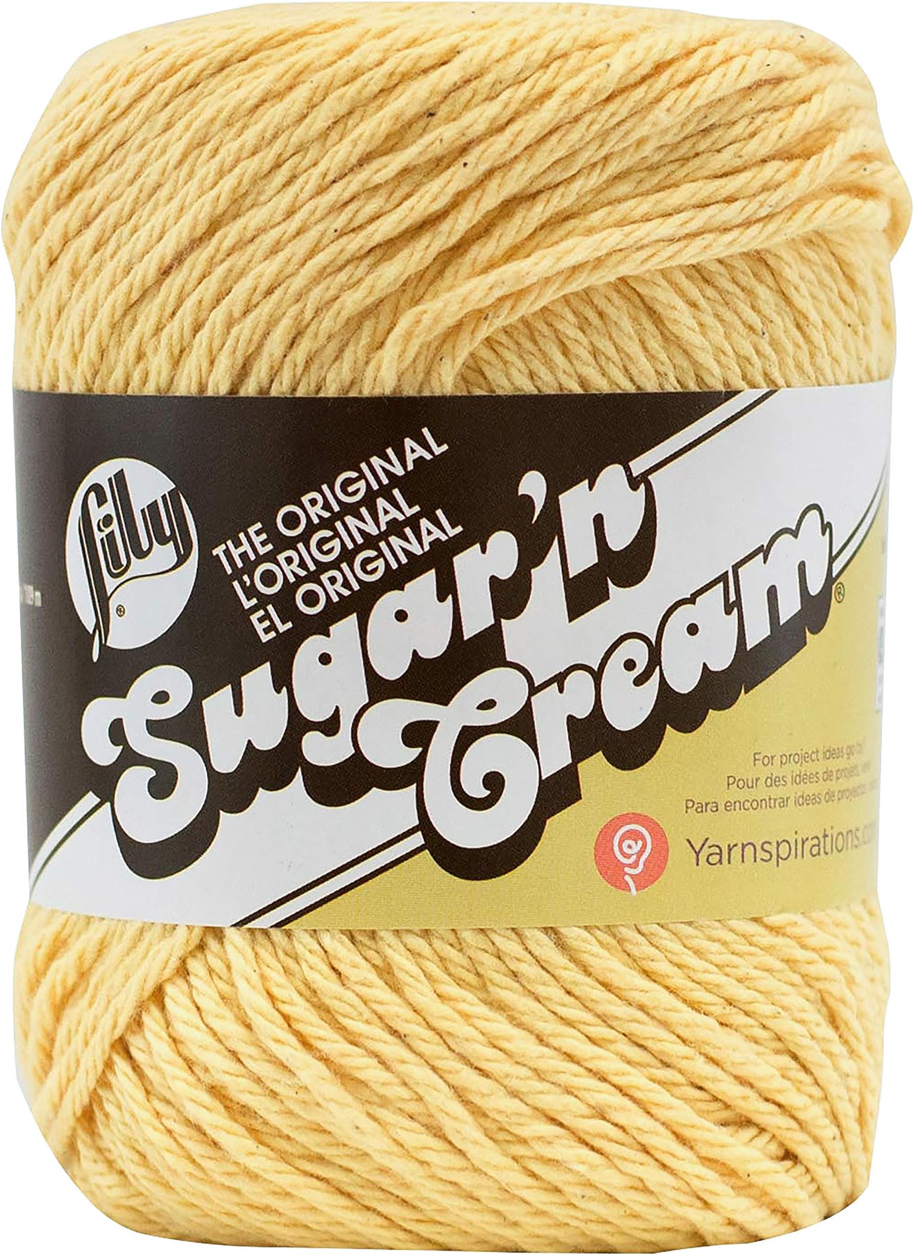 Lily Sugar 'N Cream The Original Solid Yarn, 2.5oz, Medium 4 Gauge, 100% Cotton - Country Yellow - Machine Wash & Dry
