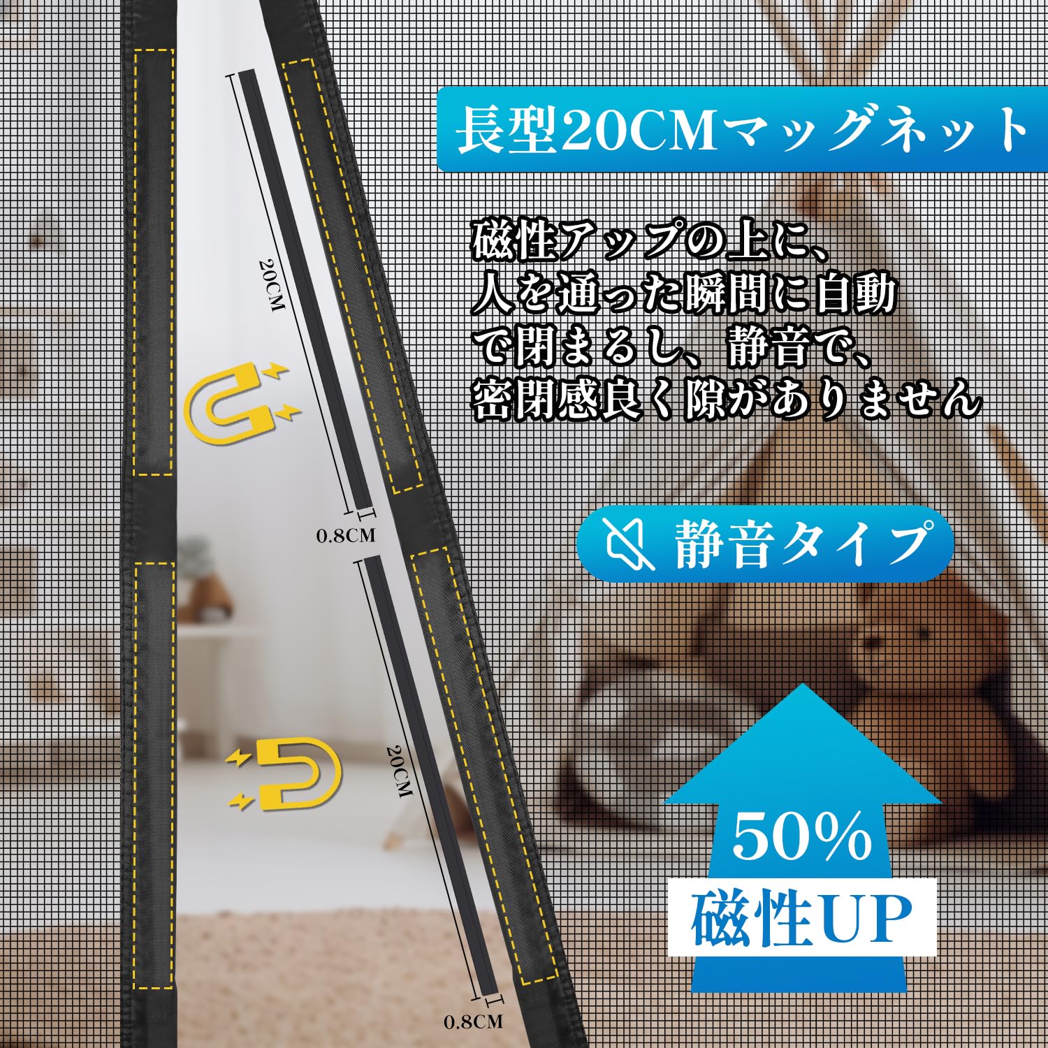 ❤2点セットでお買い得❣感染予防の換気や虫よけ対策に最適♪❤マグネット式☆網戸 Amazon | Thadavo 網戸 玄関網戸最新型マグネット85x195cm収納