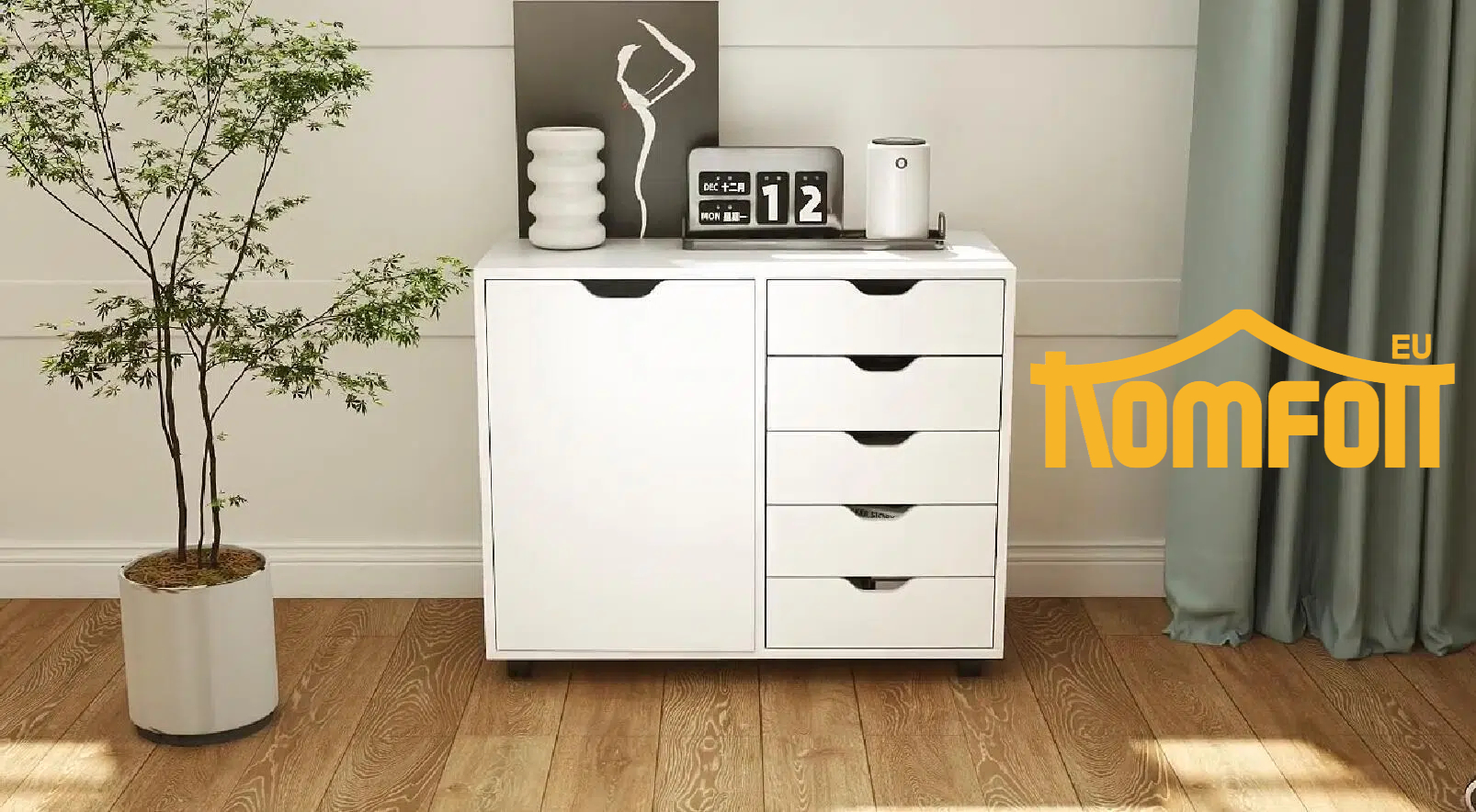 KOMFOTTEU Caisson De Rangement Mobile Avec 5 Roulettes