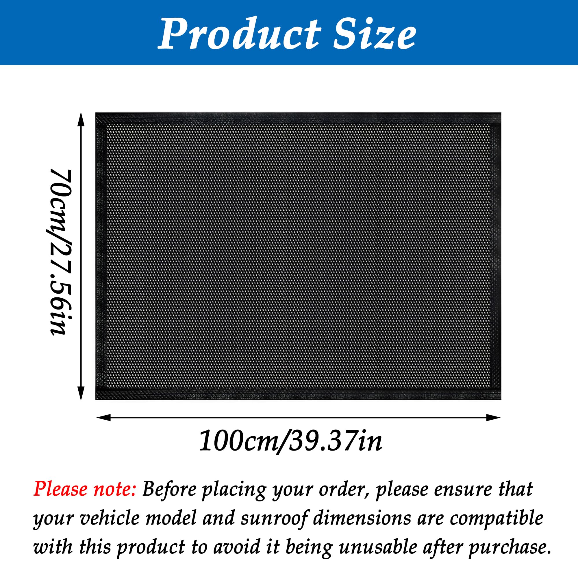 CHENNAN 1 Satz Magnetische Insektenabwehr Auto Hitzeabschirmung Schiebedach, Praktisch Sonnenschutz Autofenster-Moskitonetze, Atmungsaktiver Schatten, Reduziert Hitze und Insekten, 100 x 70 cm (S)