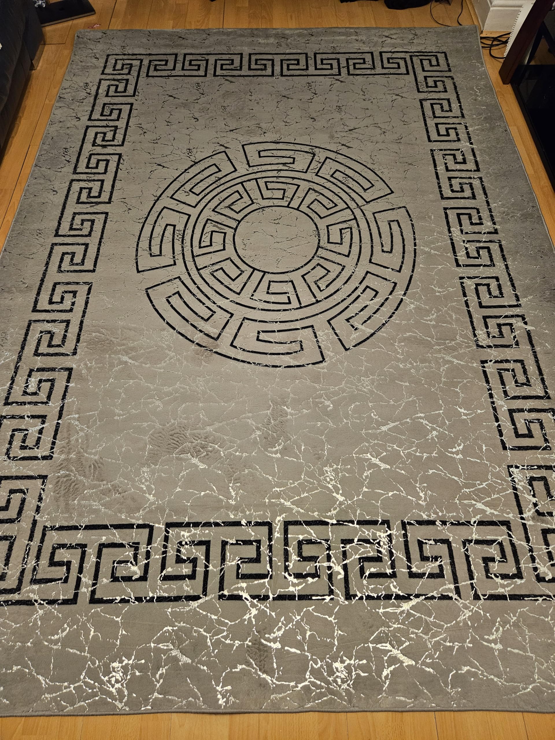 Tapis style grec antidérapant gris 120 x 160 cm lavable effet marbre