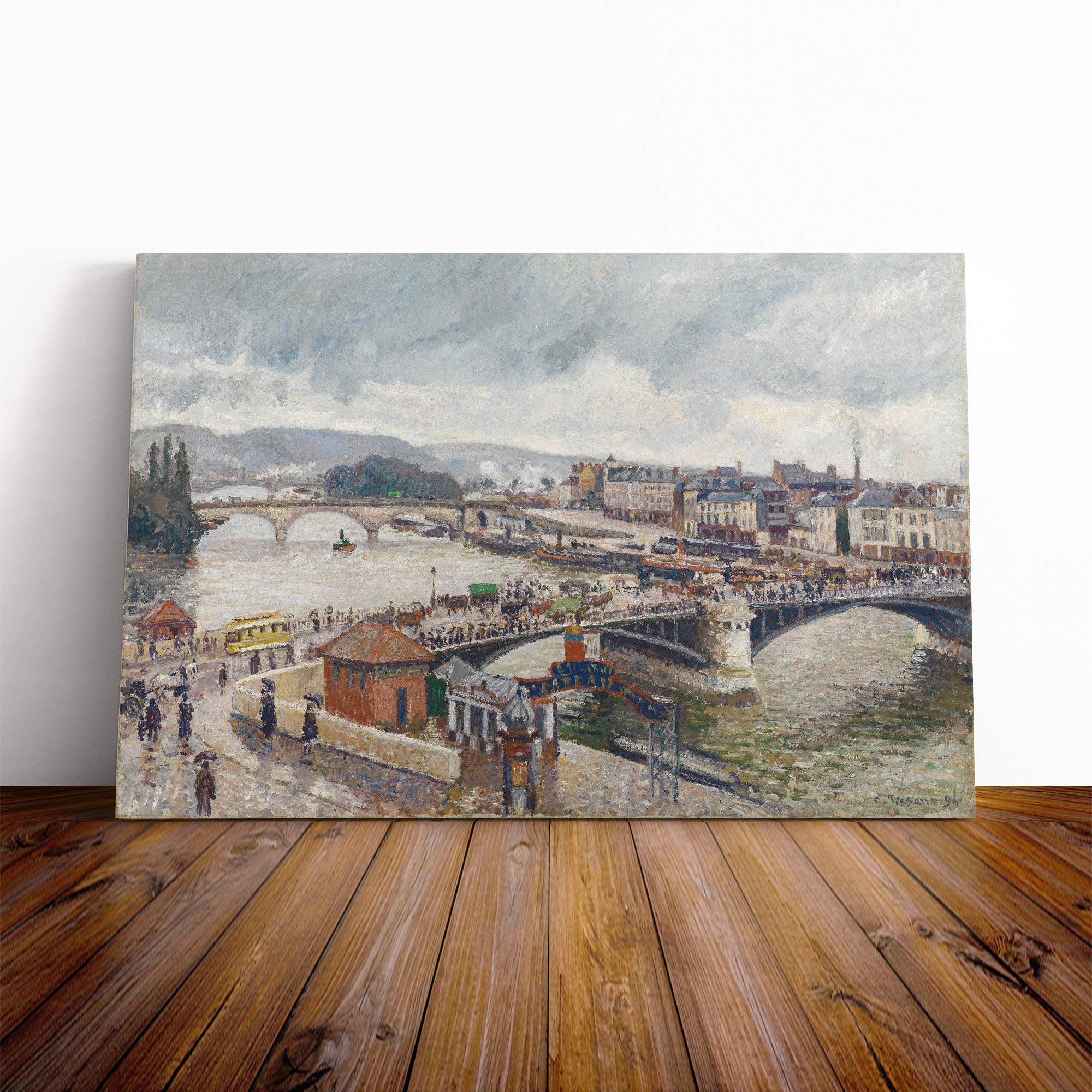 Camille Pissaro Bridge (2) Canvas Print | Gallery Wrapped 30mm Frame Wall Art | 30x20 inches | Ready to Hang | Modern Cityscape Picture | Living Room Bedroom Lounge Office