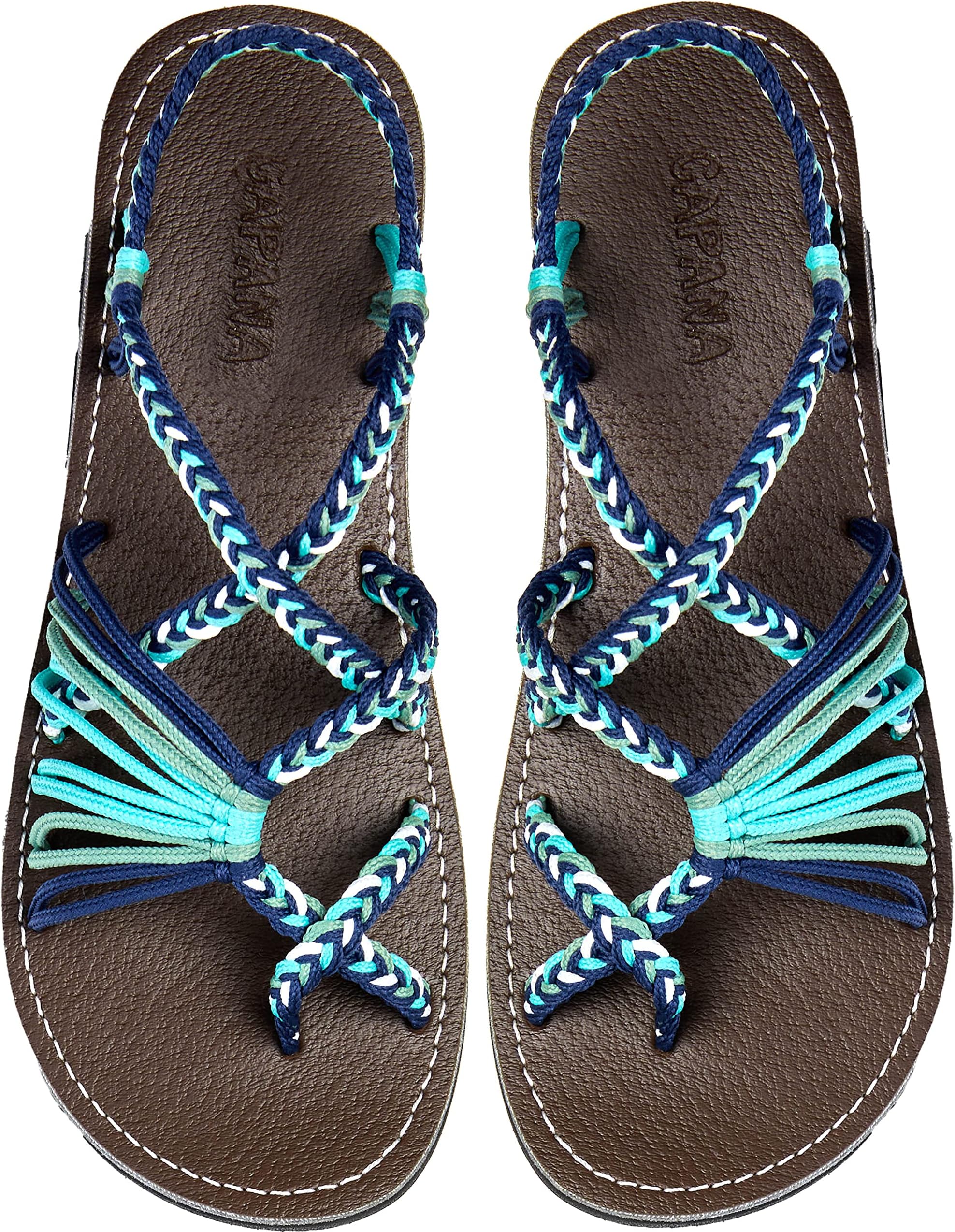 Capana Woven Women's Flat Sandals - Strappy Braided Sandals, Beach Sandals for Women Dressy Summer, Rope Bohemian Sandals, Spring Casual Womens Shoes, Comfy Boho Flats for Teen Girls – Banyan