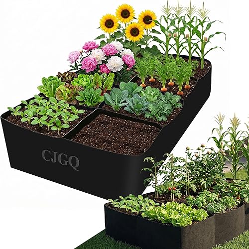CJGQ Fabric Raised Garden Bed 6x3x1ft Garden Grow Bed Bags