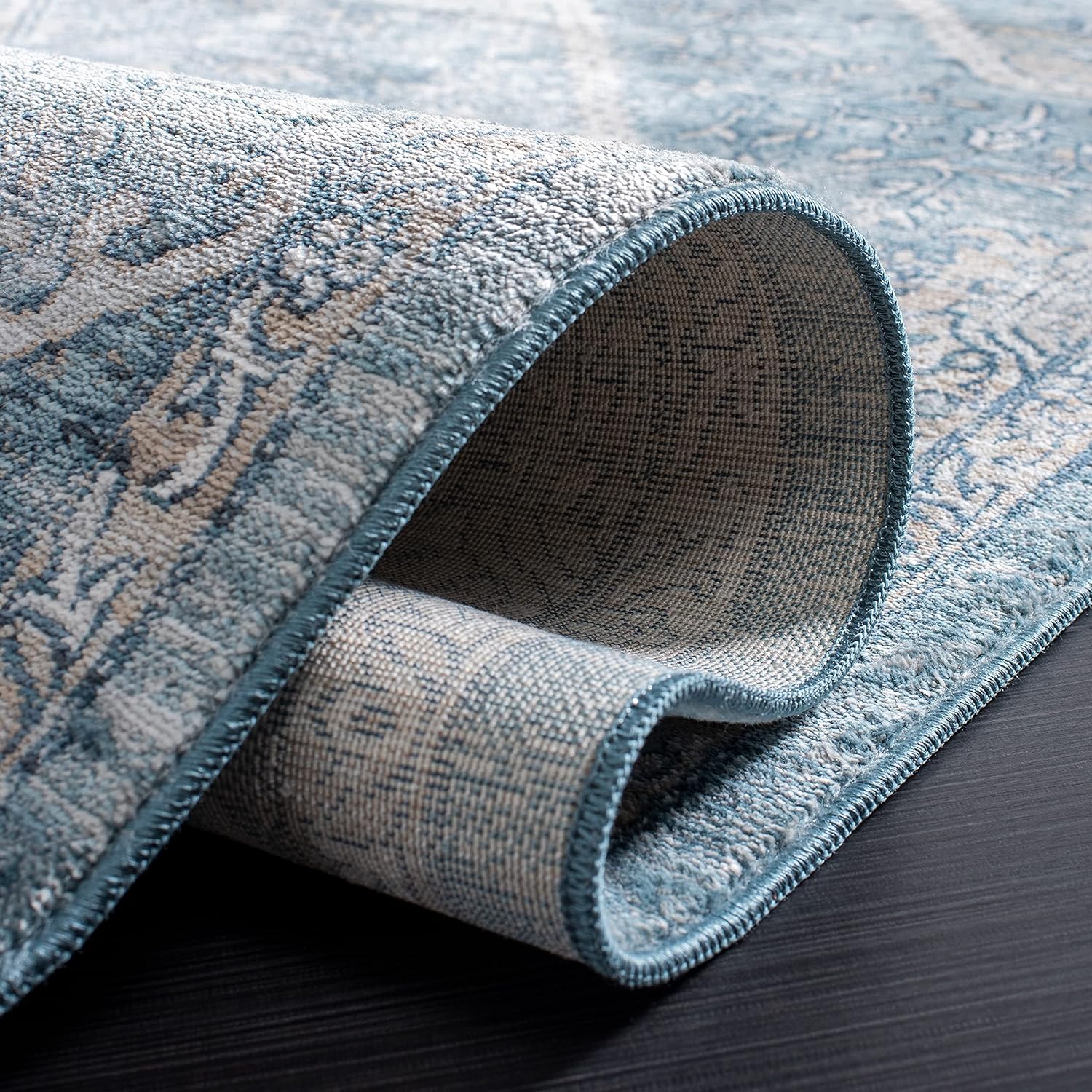 SAFAVIEH Victoria Collection Runner Rug - 2'2" x 8', Blue & Grey, Vintage Traditional Distressed Design, Non-Shedding & Easy Care, Ideal for High Traffic Areas in Living Room, Bedroom (VIC932F)