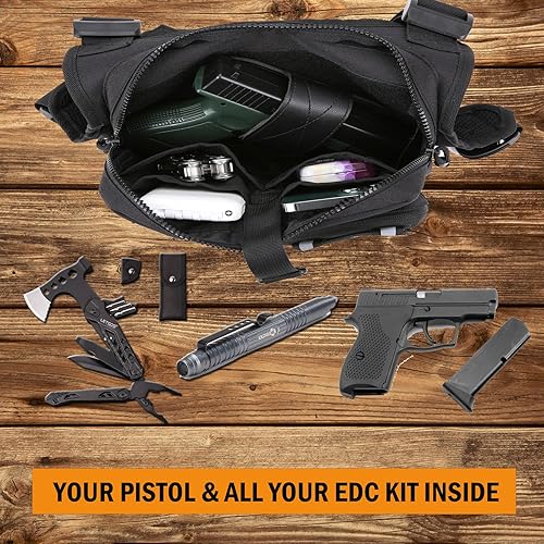 Miniatura 4 de Koculemi Bolsa de pecho para deportes al aire libre para hombres, chaleco de pecho se adapta a la mayoría de pistolas, mochila ajustable EDC de