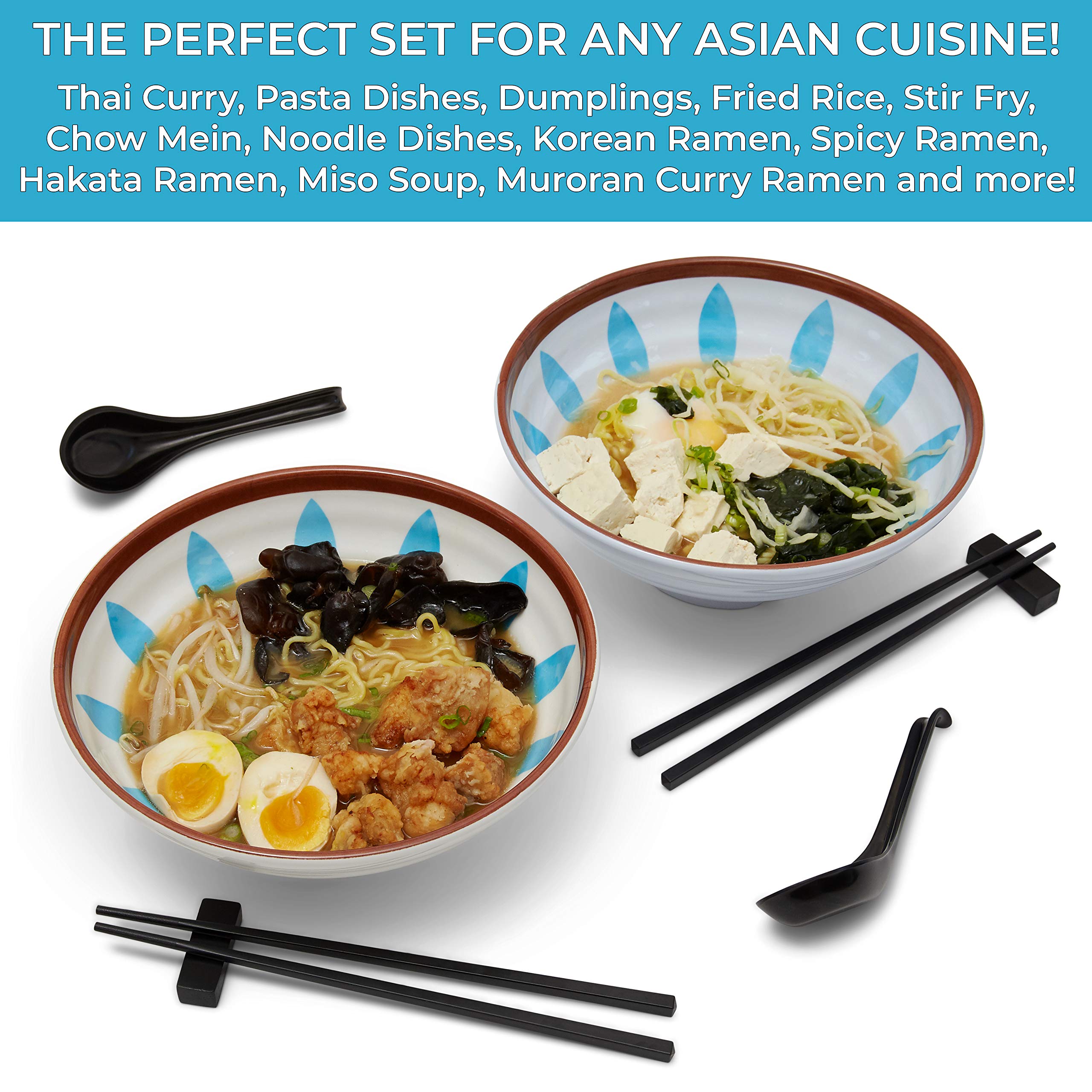 Buy Nytana Japanese Style Large Ramen Bowl Set 60 Oz (10 Piece), 9