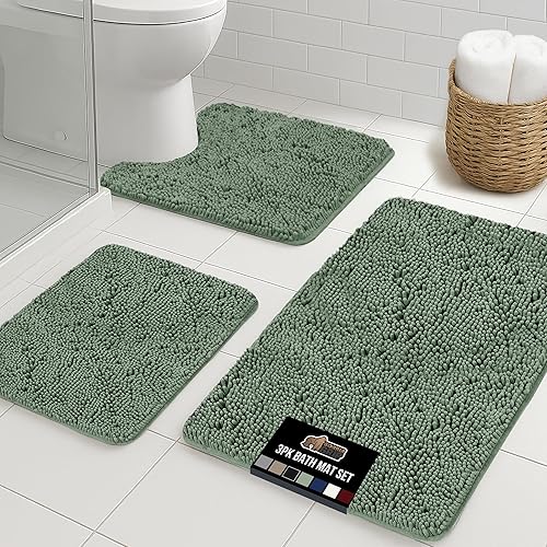 Vista 36 de GORILLA GRIP - Juegos de alfombras de baño, juego de 2 alfombras de área de felpilla suave, alfombra base de inodoro y alfombra de 30 x 20, Gris