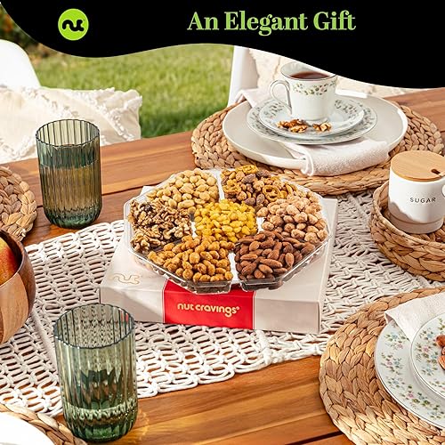 Miniatura 94 de NUT CRAVINGS - Cesta de dulces Diwali con frutos secos mixtos en caja de oro verde (4 surtidos) Arreglo de alimentos, paquete de cuidado de 1. Rojo