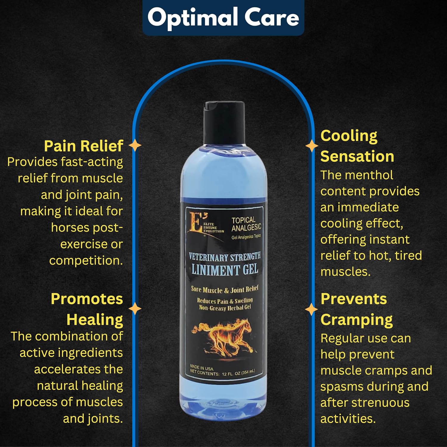 E3 Joint and Muscle Lin Non-Greasy Herbal Gel with Mint – 12 oz Cooling Botanical Equine Gel for Post-Workout Massage and Daily Comfort – Fast Absorbing, No Residue
