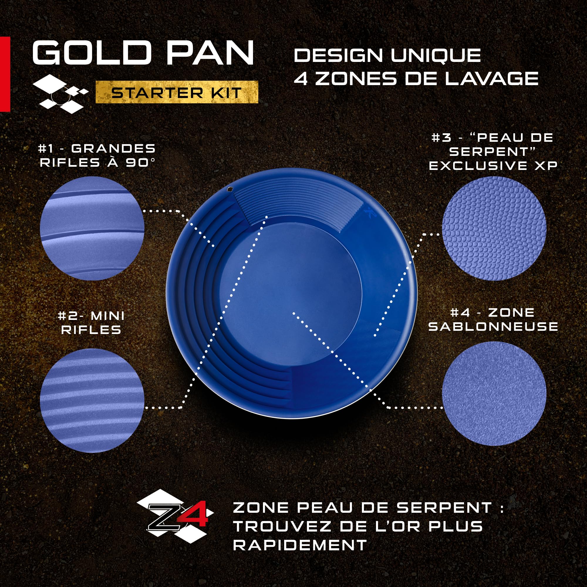 XP Metal Detectors Kit de démarrage Gold Pan - Inclus pan 37cm, tamis et accessoires GP-Starter-KIT