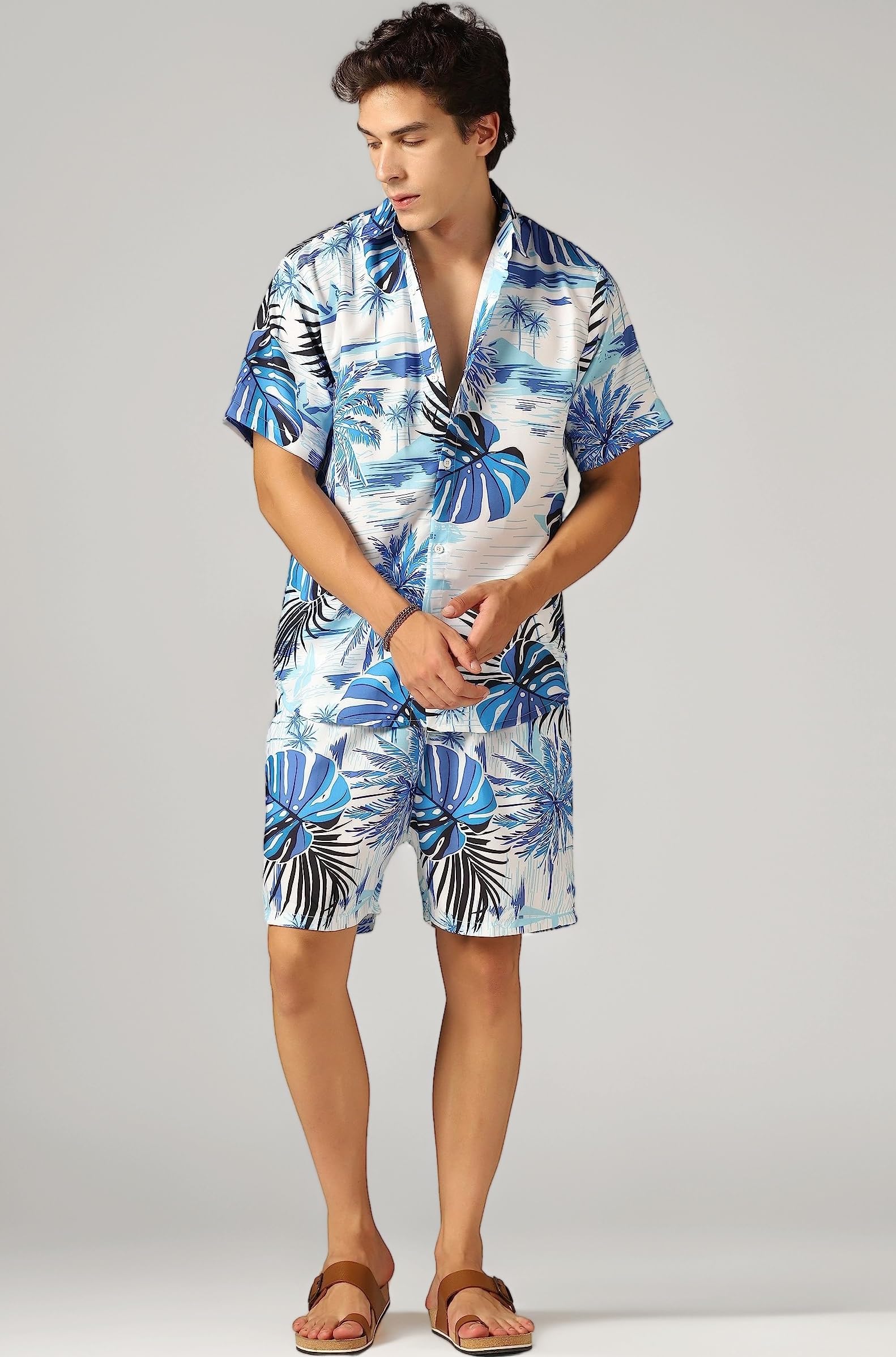 - Men's Rayon Co Ord Set | Night Suit | T-Shirt and Shorts Set| Night Dress | Pyjama Set | Summer Wear | Lounge wear | Beach Outfit