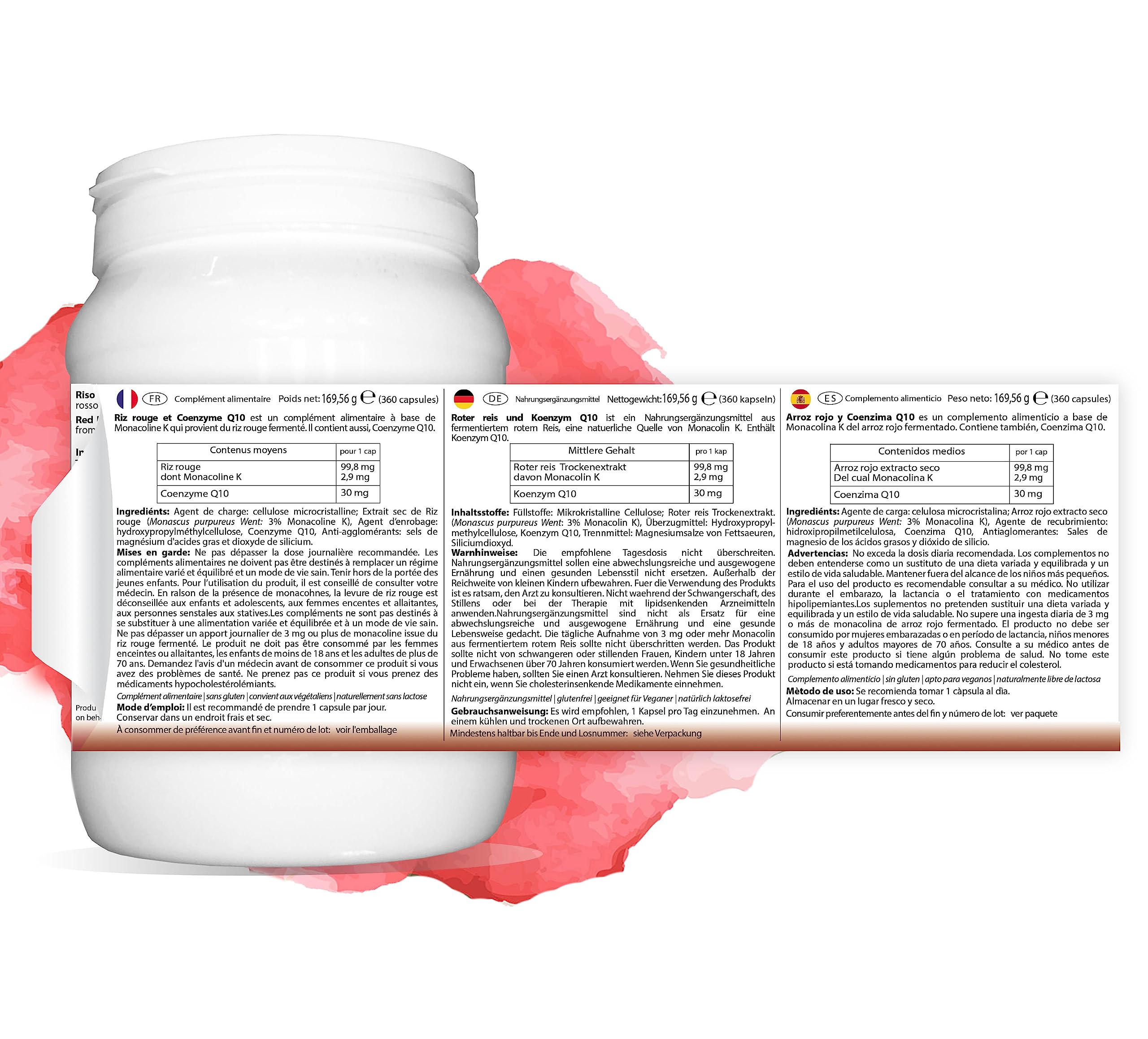 RISO ROSSO e COENZIMA Q10 HB | 360 capsule | riso rosso fermentato | con VITAMINA Q | Prodotto Italiano