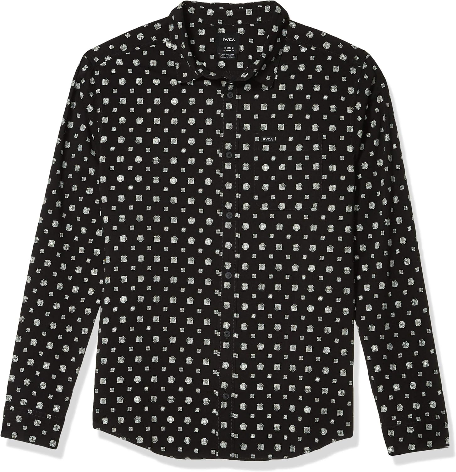 RVCA Men's Costello Long Sleeve Woven Button Front Shirt