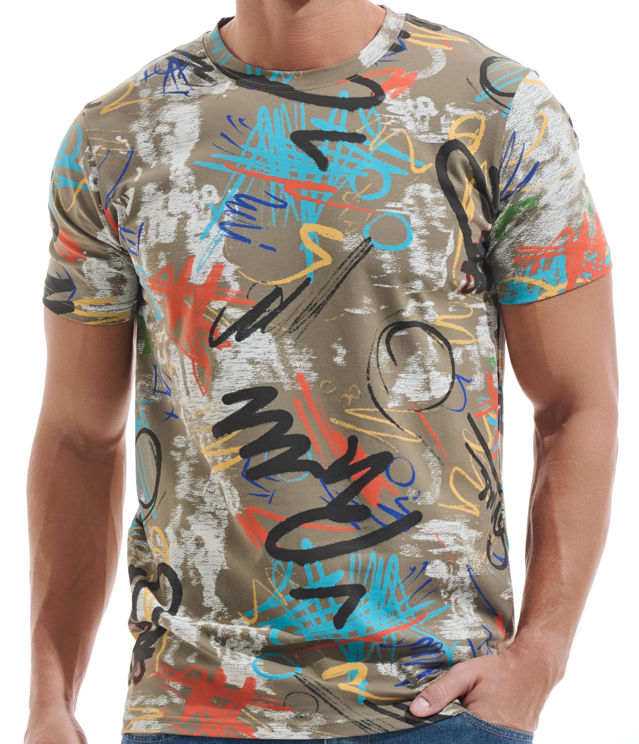 RONOMO Herren T-Shirt 95% Baumwolle 5% Spandex, Mikroelastik, Hautfreundlich