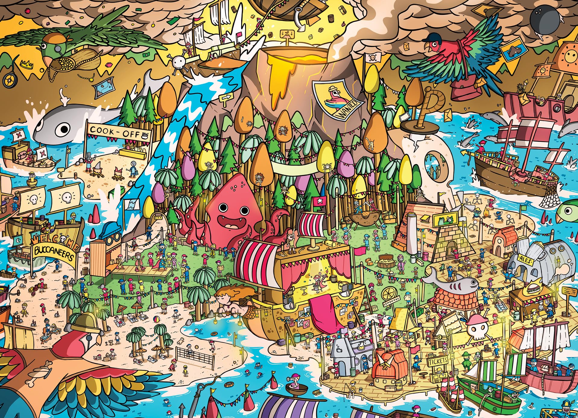 Scurvy Scallywags: Pirate Festival Fun from Cross & Glory - Whimsical 1000 Piece Jigsaw Puzzle, Eco-Friendly, Vibrant Island Adventure, Magical Puzzle Challenge, 50 cm x 70 cm