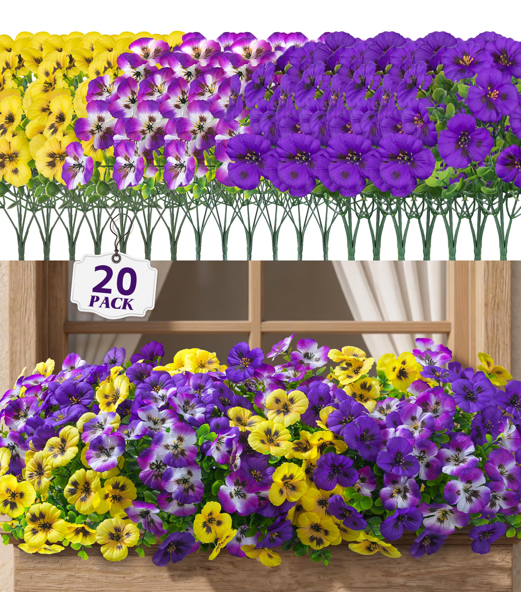 Ivydale 20PCS Artificial Fake Pansy Flowers