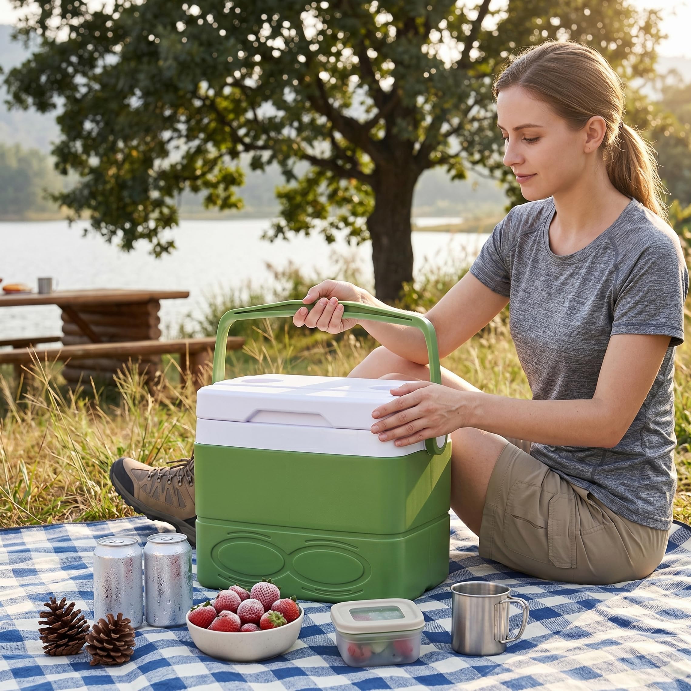 Frigo da campeggio, Frigo portatile da 8, 5 l Ghiacciaia da campeggio - Isolamento rigido per 72 ore per uso esterno, pesca, picnic e commerciale, Bianco