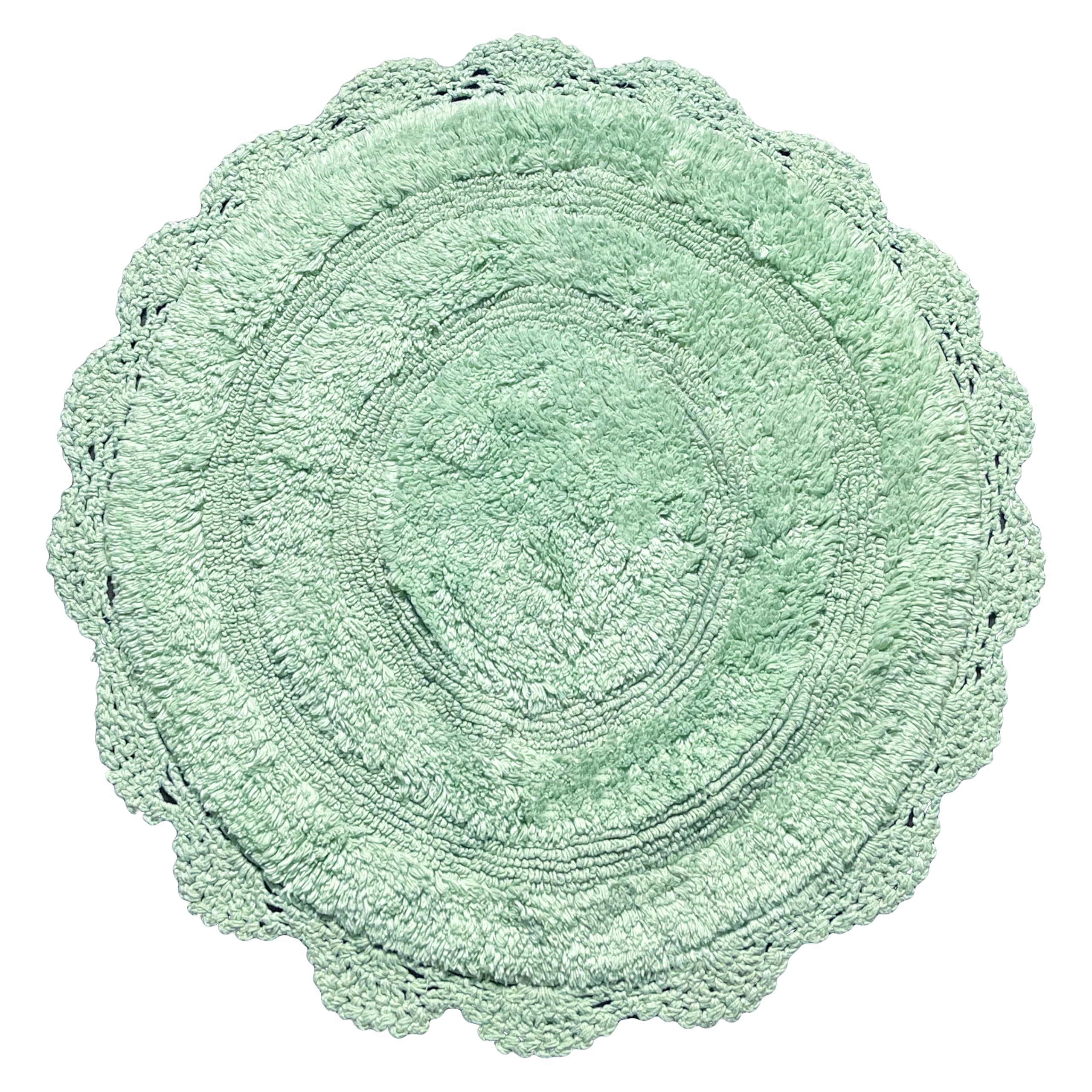 Amazon.com: Chardin home Light Green Crochet Bathrug,100% Cotton Round ...
