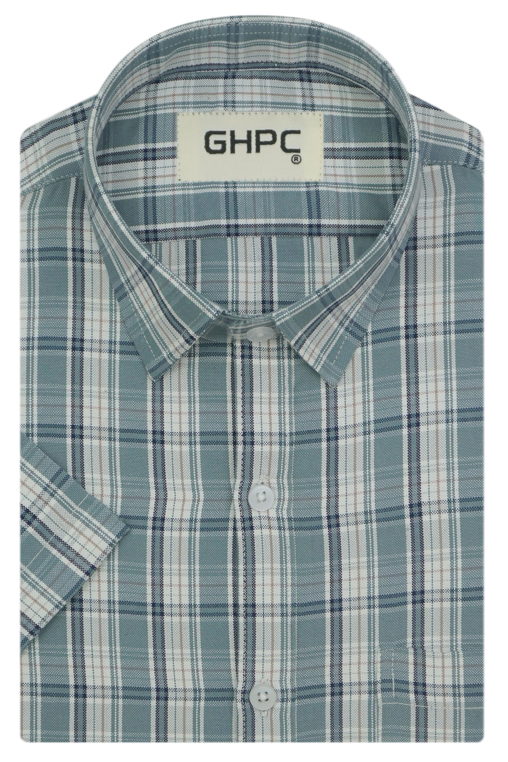 ghpc Cotton Checkered Half Sleeves Regular Fit Formal Shirt for Men-picture-42