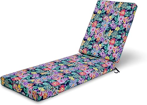 Vera Bradley by Classic Accessories - Cojín para tumbona de patio resistente al agua, 21 x 44 x 28 x 3 pulgadas, Happy Blooms, cojines de asiento