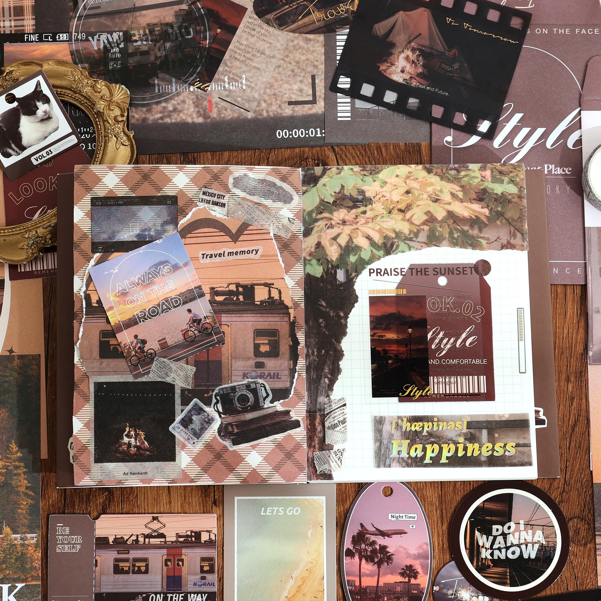 emmoolife Vintage Aesthetic Scrapbooking Supplies Kit, s Botanical Bullet Junk Journal Kit with Journaling Supplies, Tweezers, A6 Grid Notebook,Stationery,Sticker, Birthday Craft Gift for Adult: Traveler