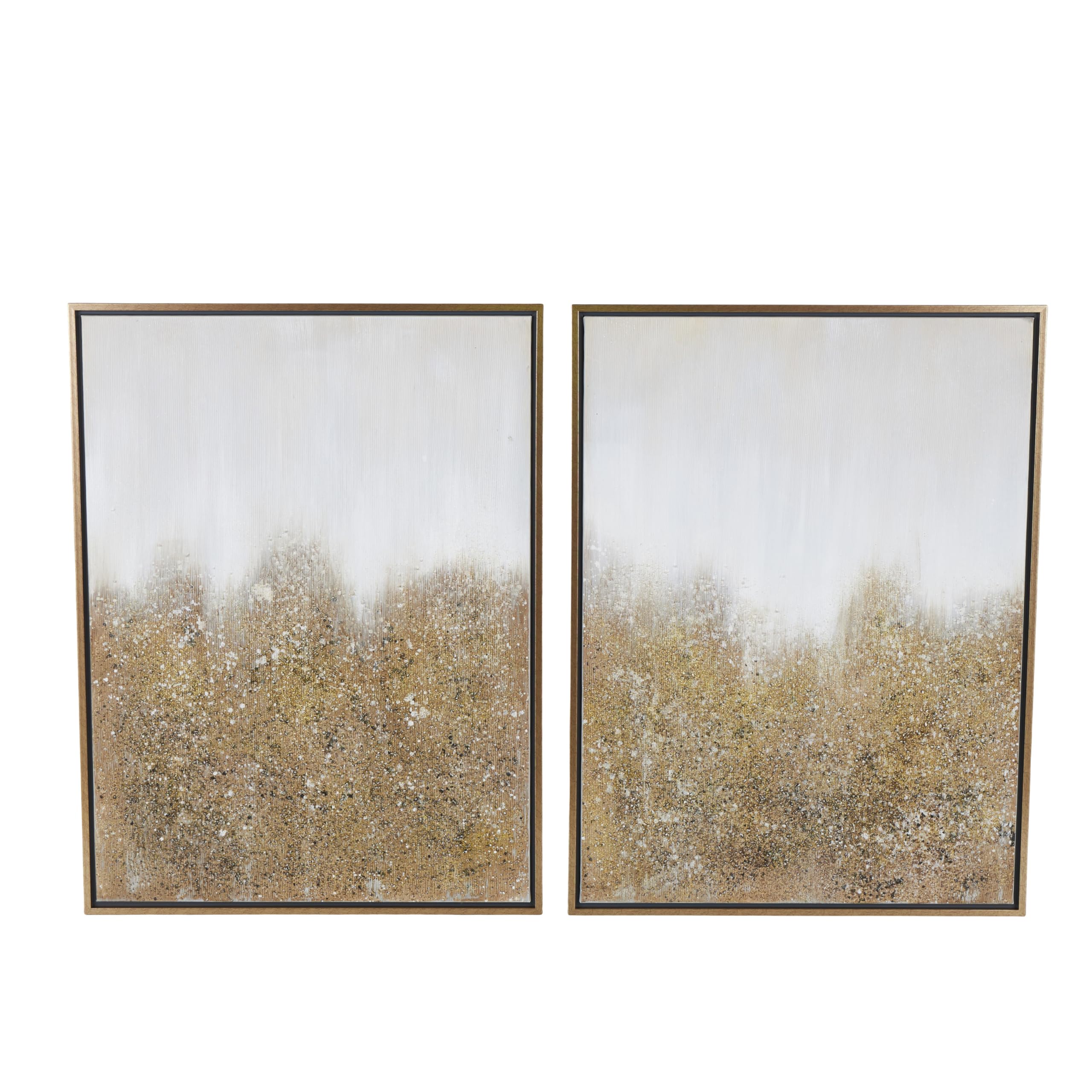 CosmoLiving by Cosmopolitan Contemporary Polystone Abstract Framed Wall Art, Frames for Wall Decoration, Set of 2 29''W, 39''H, Gold