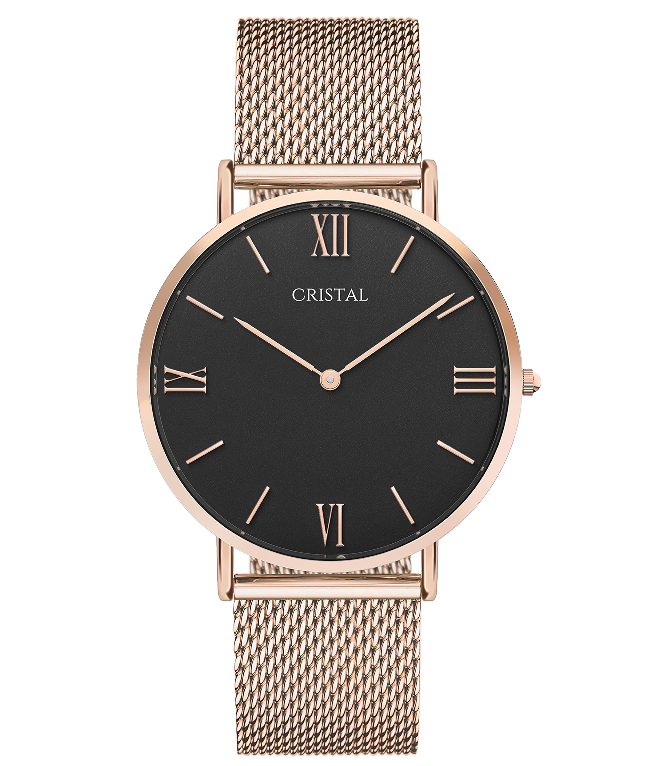 Montre femme or rose en acier inoxydable avec bracelet milanais et cadran en cristal - 7