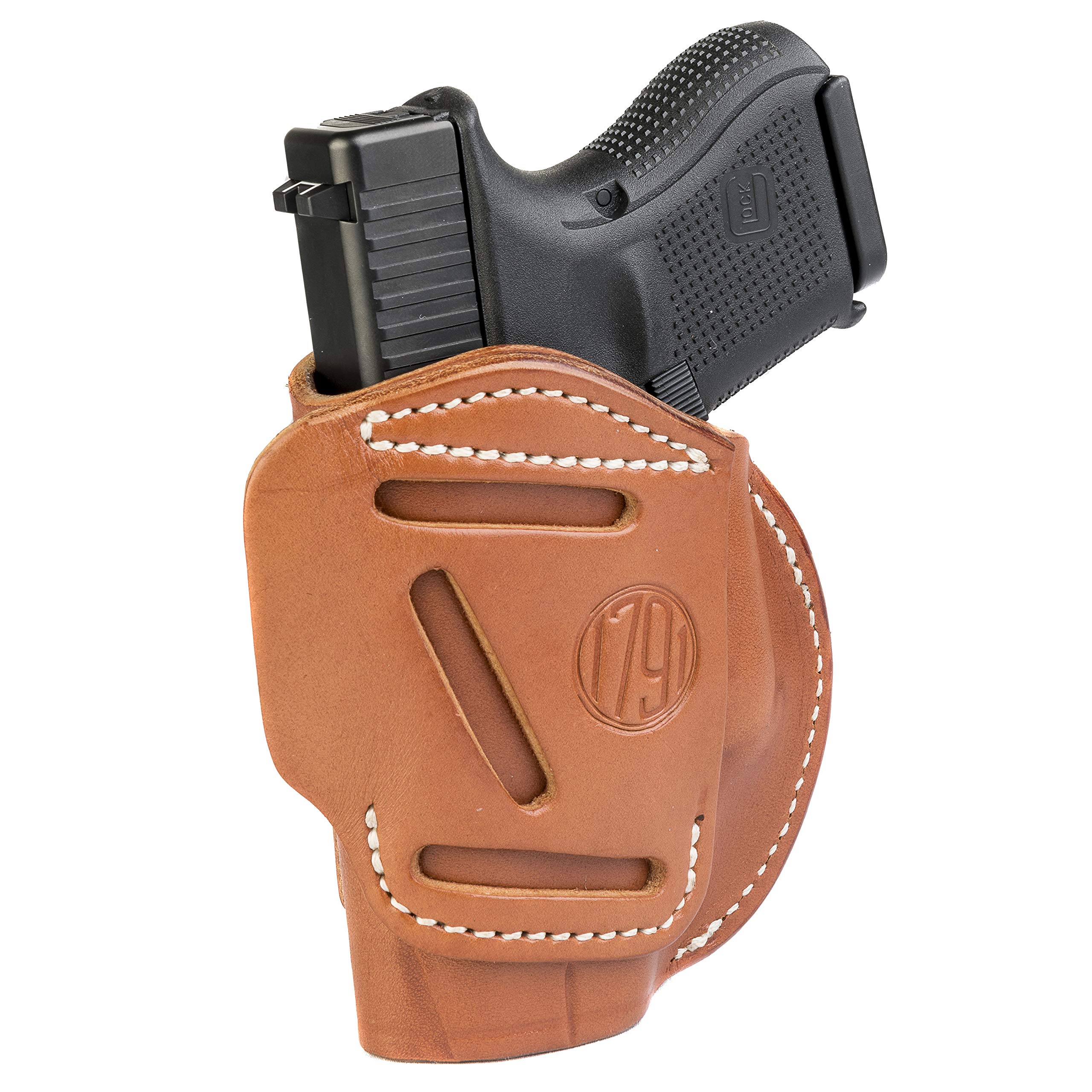 1791 GunLeather 4-Way Glock 26 Holster - OWB and IWB CCW Holster - Right Handed Leather Gun Holster - Fits Glock 25, 26, 27, 29, 30, 32, 33