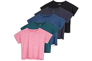 5 Pack: Workout Tshirts - Women's Dry Fit Crop Top For Maximum Comfort