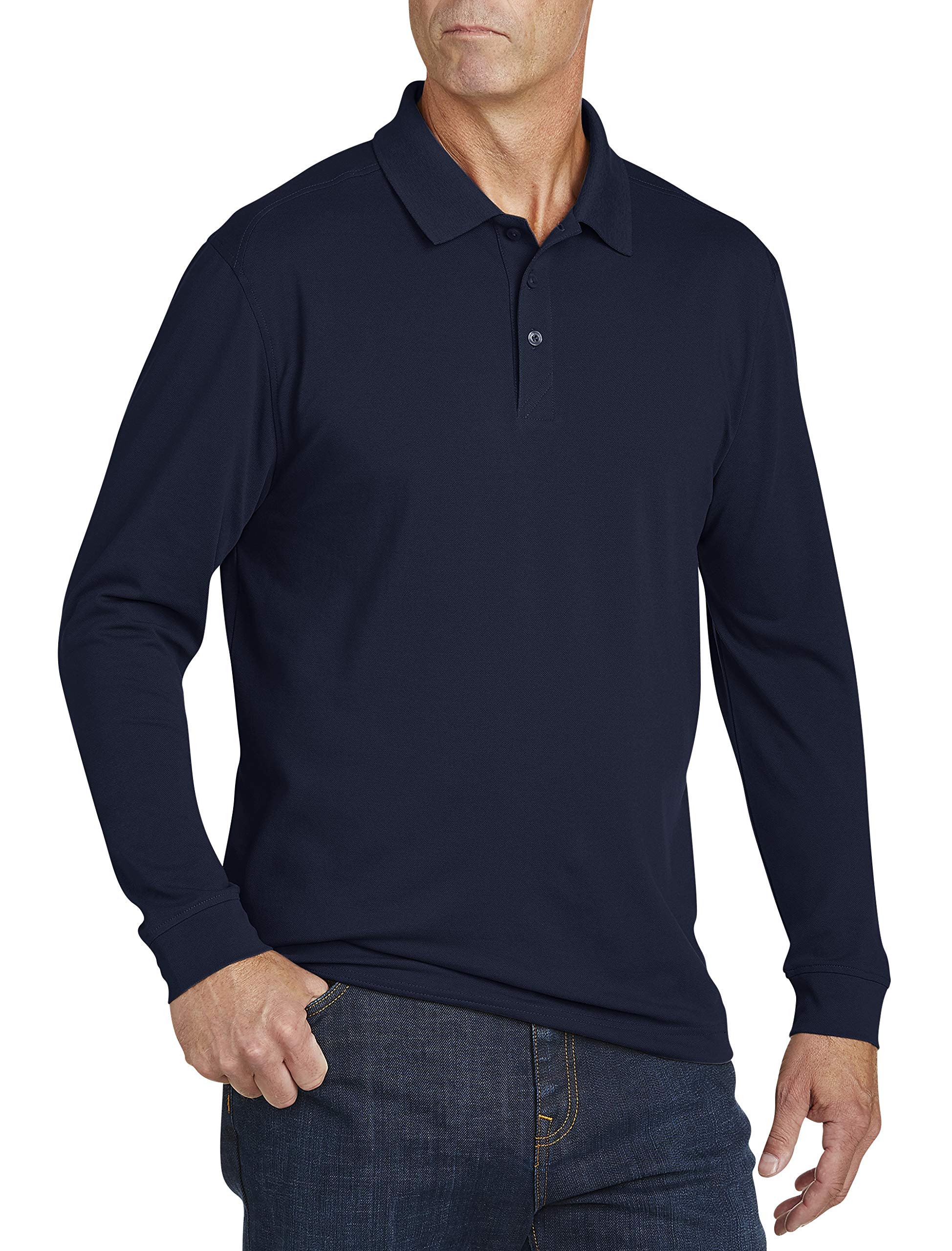 Cutter & Buck Men's Liberty Navy Big And Tall Big & Tall 35+Upf, Long Sleeve Advantage Polo Shirt, Xxxl Big