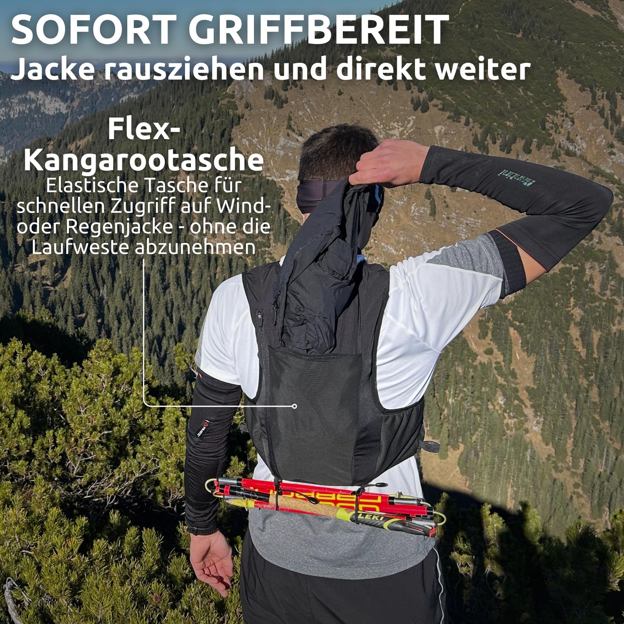 Conquer Laufweste 5L Herren Damen Ultraleichte Trinkweste Trailrunning Joggen Trinkrucksack Soft Flask Fächer Trinkblasen-kompatibel Handytasche Running Vest Marathon