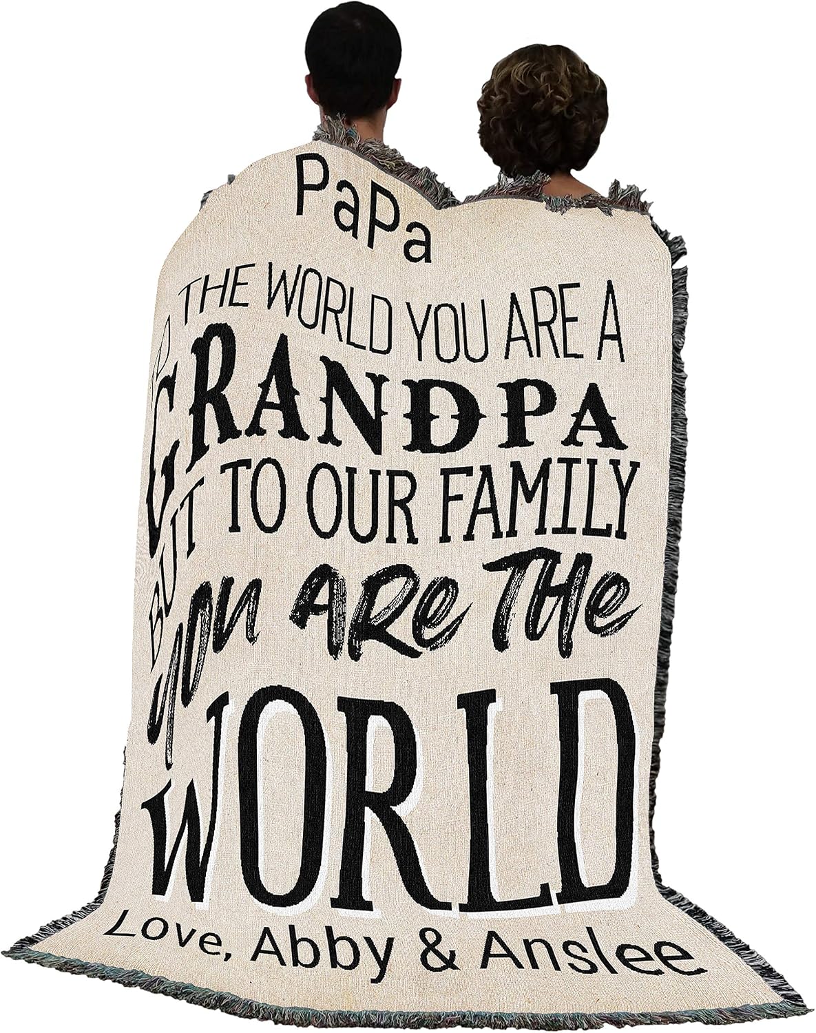 Pure Country Weavers Grandpa - You are The World Blanket - Personalized - Custom Gift Tapestry Throw Woven from Cotton - Made in the USA (72x54)