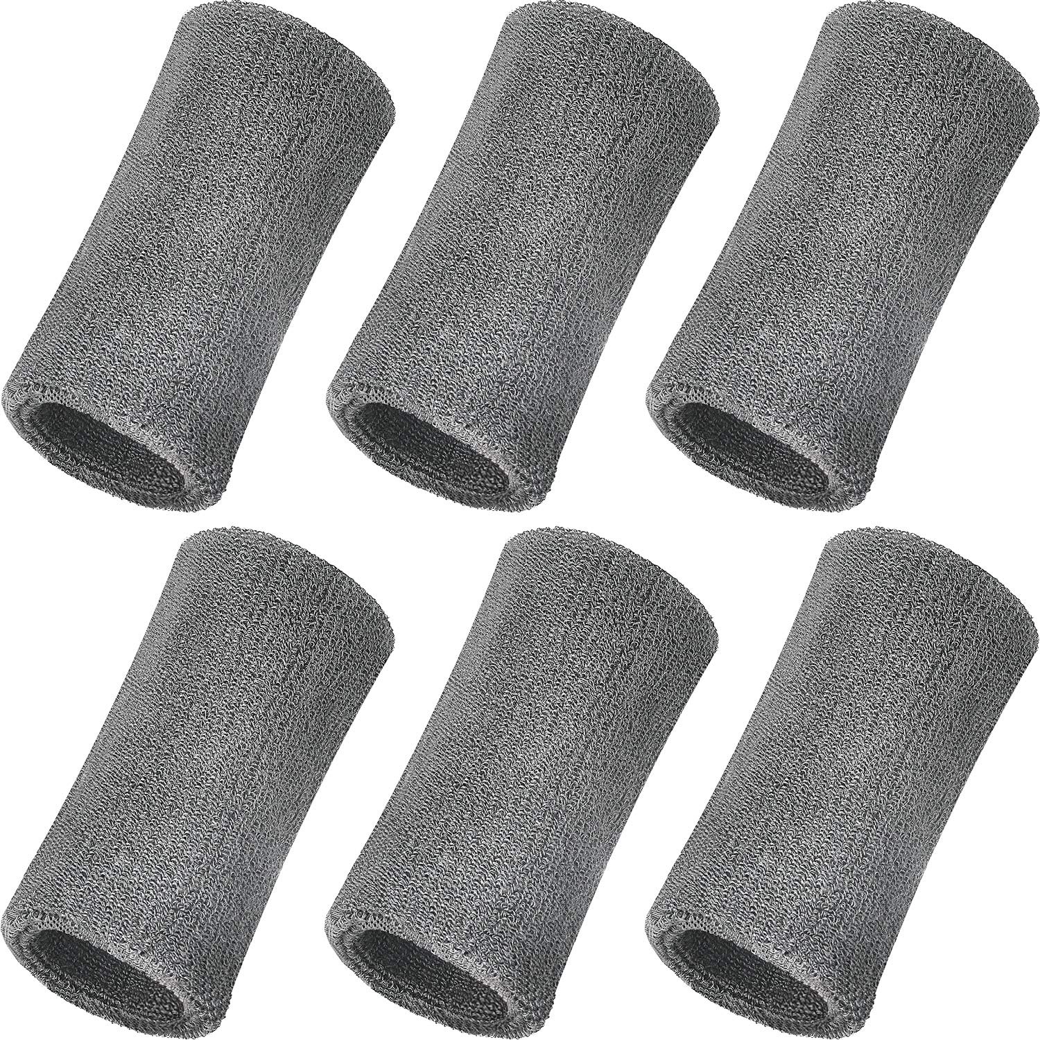 WILLBOND 6 Inch Wrist Sweatband Sport Wristbands Elastic Athletic Wrist Bands for Sports (6 Pieces, Grey) — image 1