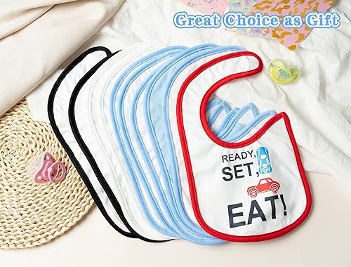 Miniatura 7 de BWkoss 10 baberos impermeables unisex para bebés recién nacidos, regalos de cumpleaños para babear, alimentar, comer dentición, 6-12 meses