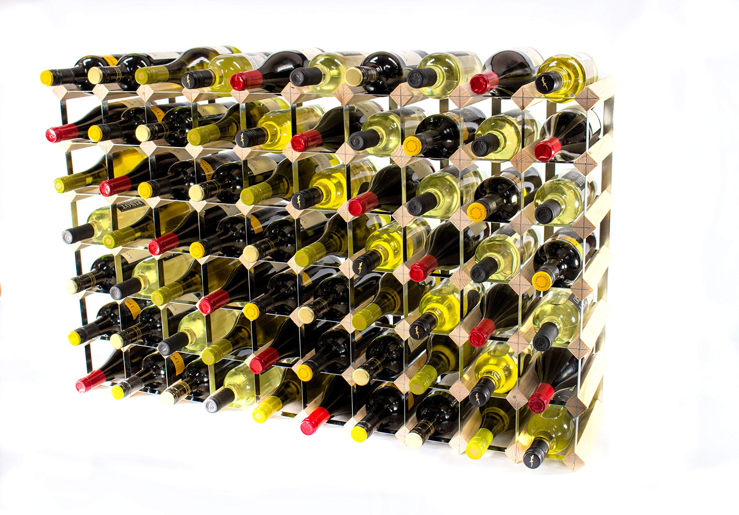 Cranville wine rack storage 70 bottle pine wood and metal assembled