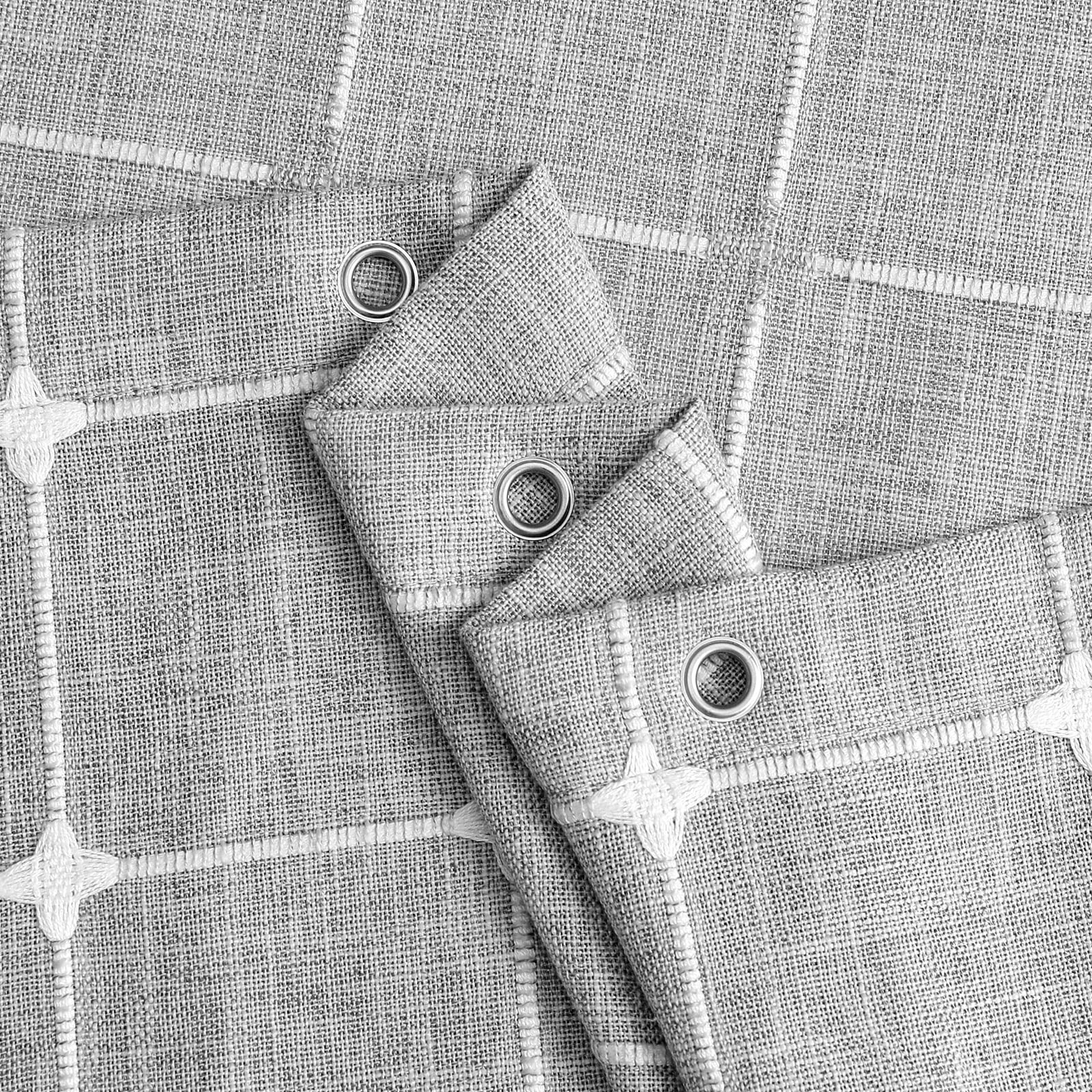 MitoVilla Cortina de ducha estilo boho gris pequeña 91 x 183 cm, cortina estrecha de media altura en algodón y lino para decoración de baño estilo rústico moderno, set de cortina de tela con ganchos