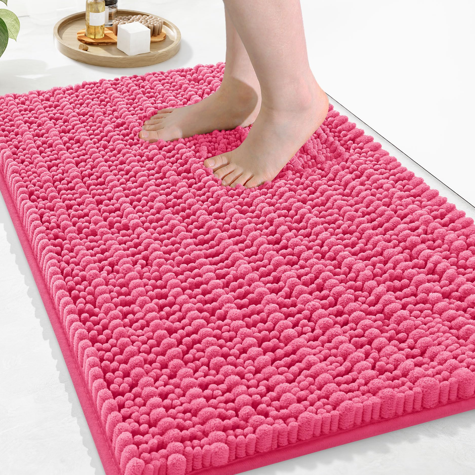 Arotive Luxury Chenille Bathroom Rug Mat, Extra Soft Thick Absorbent Shaggy Bath Rugs, Non-Slip Machine Wash Dry, Plush Bath Mats for Bathroom, Shower
