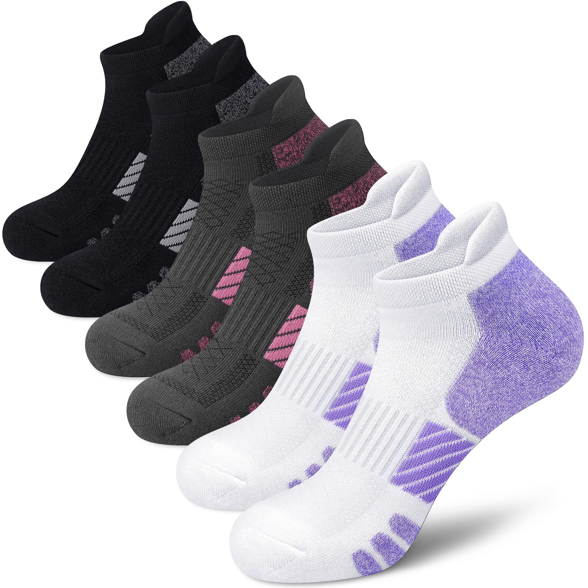 Calcetines tobilleros deportivos acolchados para mujer, 6 pares