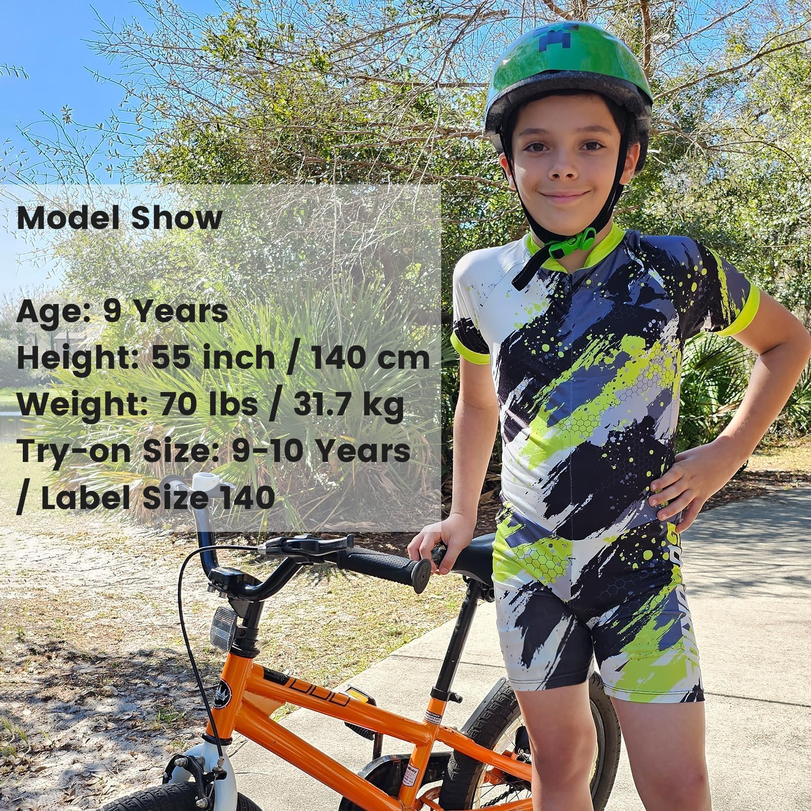 Gogokids Traje de ciclismo para niños con cojín 3D, ropa de bicicleta de manga corta para niños y adolescentes