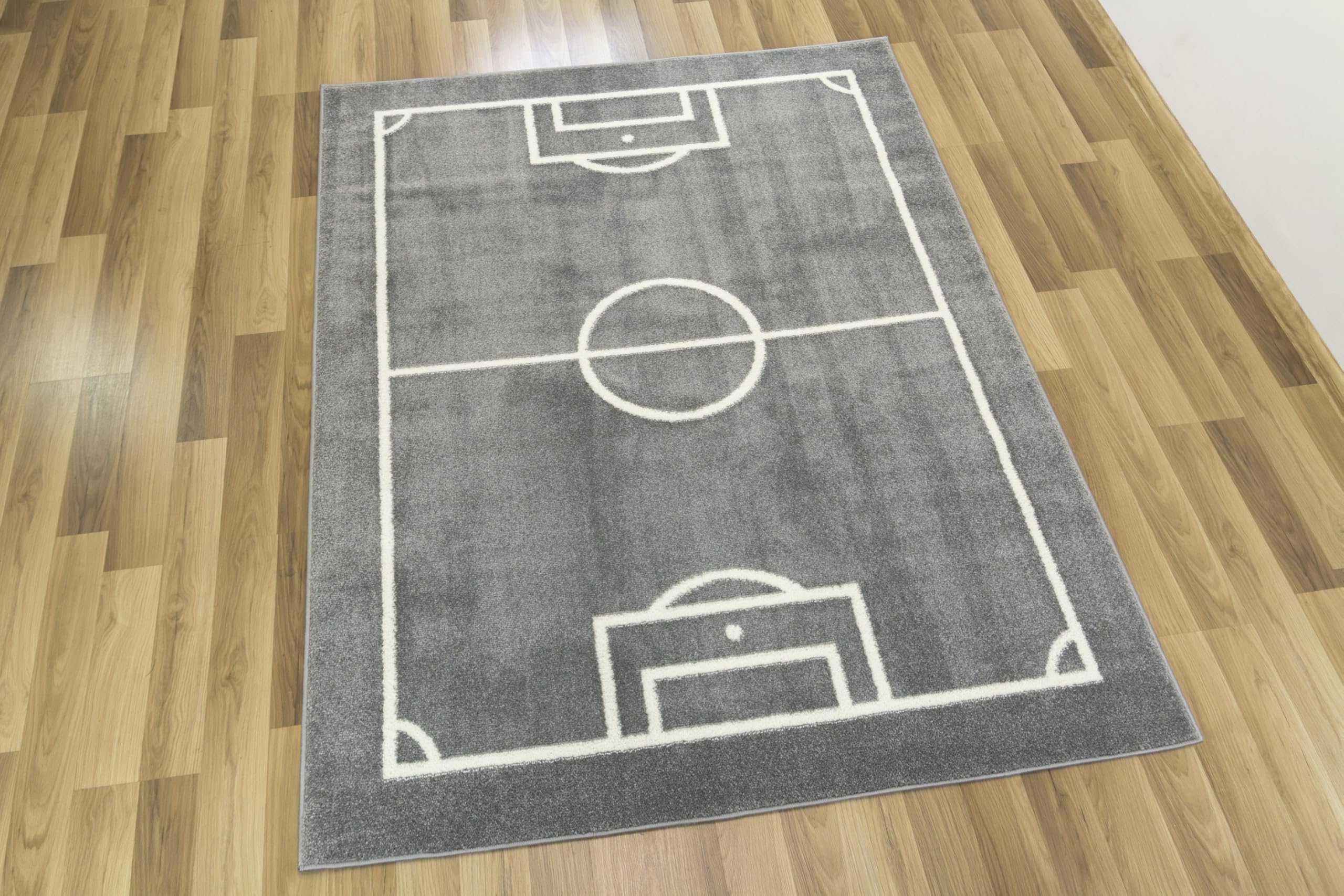 Lima rechteckig Grau Kids Carpet Feld, Fußball 140x190 cm, Kinderzimmer, Kurzflor Teppiche Jungen, Spielteppich Kinder Babyzimmer Tepich, Teppich Schlafzimmer,Teppiche Gegend, Wohnzimmerteppich