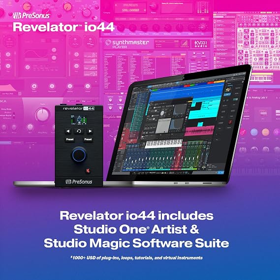 Presonus Revelator io44, USB-C Sound Card for Music Production and Streaming with built-in effect