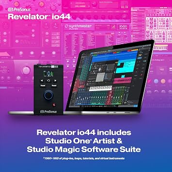 Presonus Revelator io44, USB-C Sound Card for Music Production and Streaming with built-in effect