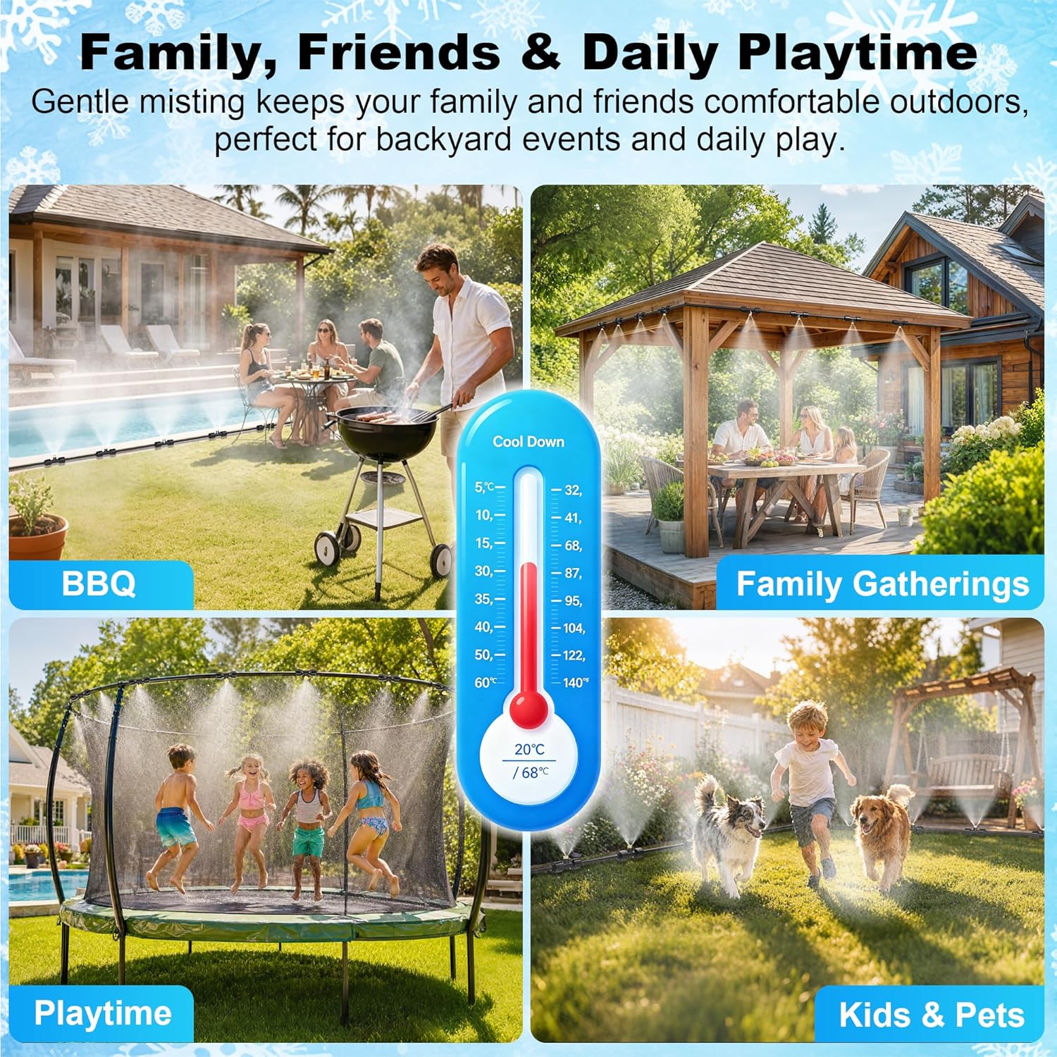 Thiswing 100 FT Dual-Line Misting Cooling System, Outdoor Water Mister Kit with 24 Brass Nozzles, Misting Hose for Patio, Backyard, Garden, Dog Play Area, Farm, Stable, Outdoor Summer Heat Relief