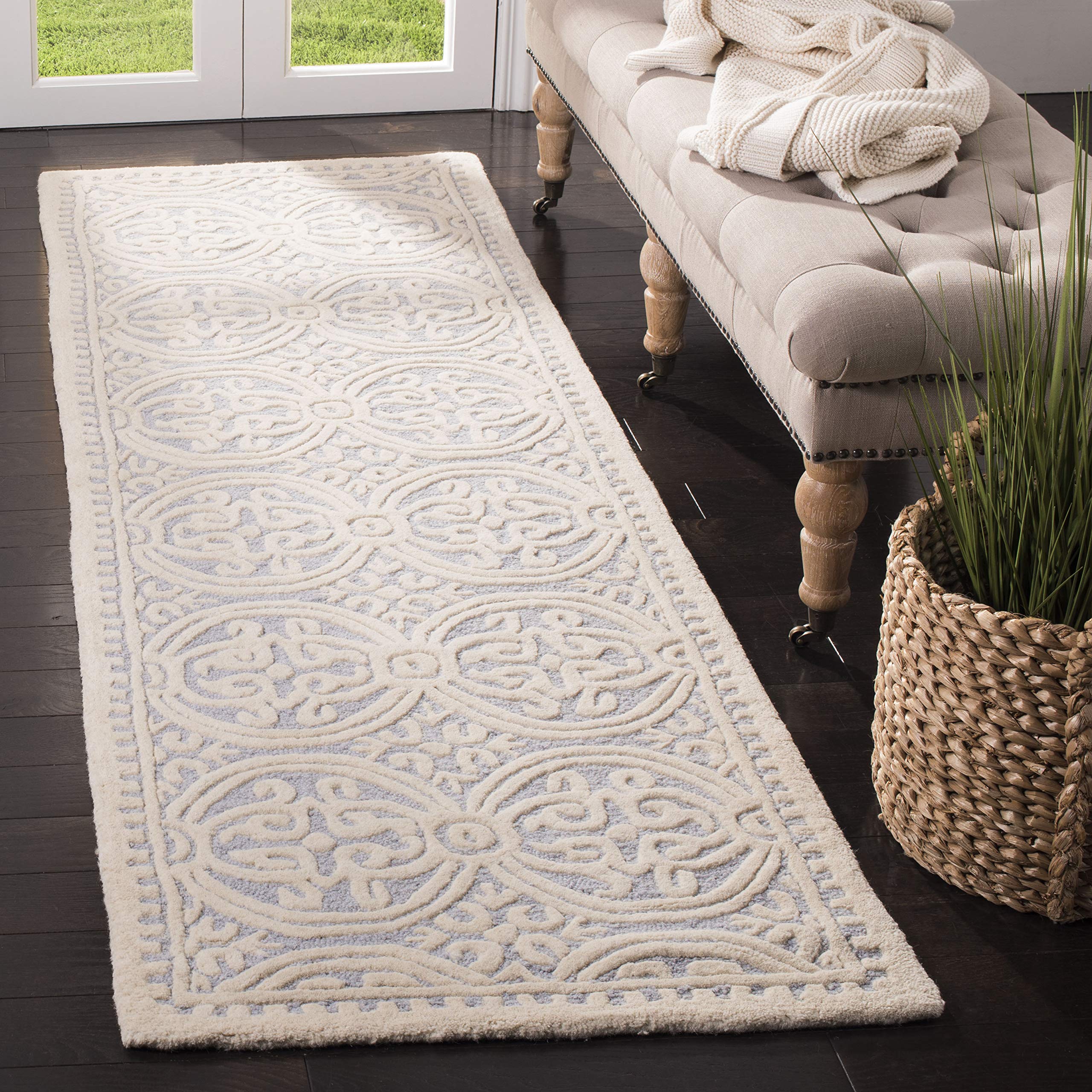 Coureur en laine Safavieh Cambridge BLEU CLAIR / IVOIRE 2'-6