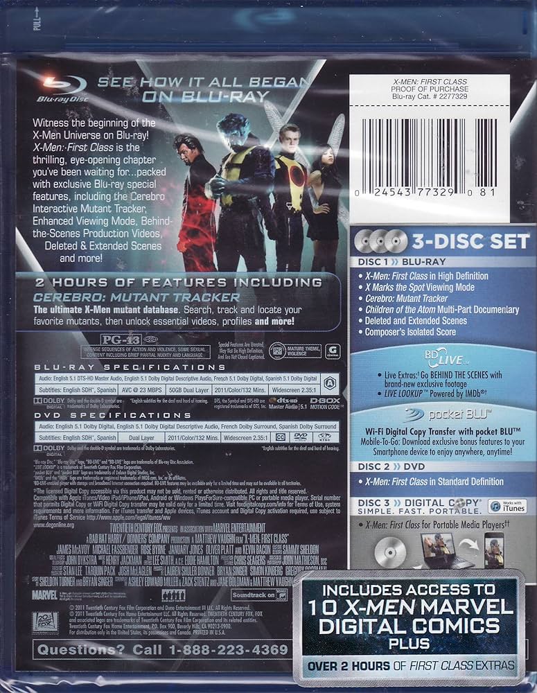 Amazon.com: X-Men: First Class (Three-Disc Blu-ray/DVD Combo +
