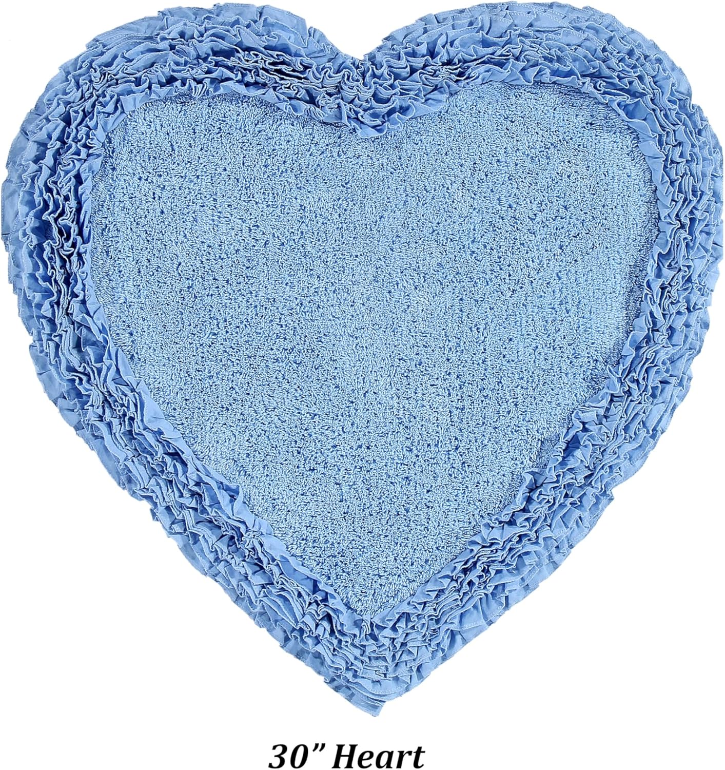 Better Trends 30” Heart Shaped Rugs 100% Cotton Soft Non Slip Doormat Washable Water Absorbent Rugs for Home Entrance Bathroom Shower Floor Decor, White Shaggy Border Collection