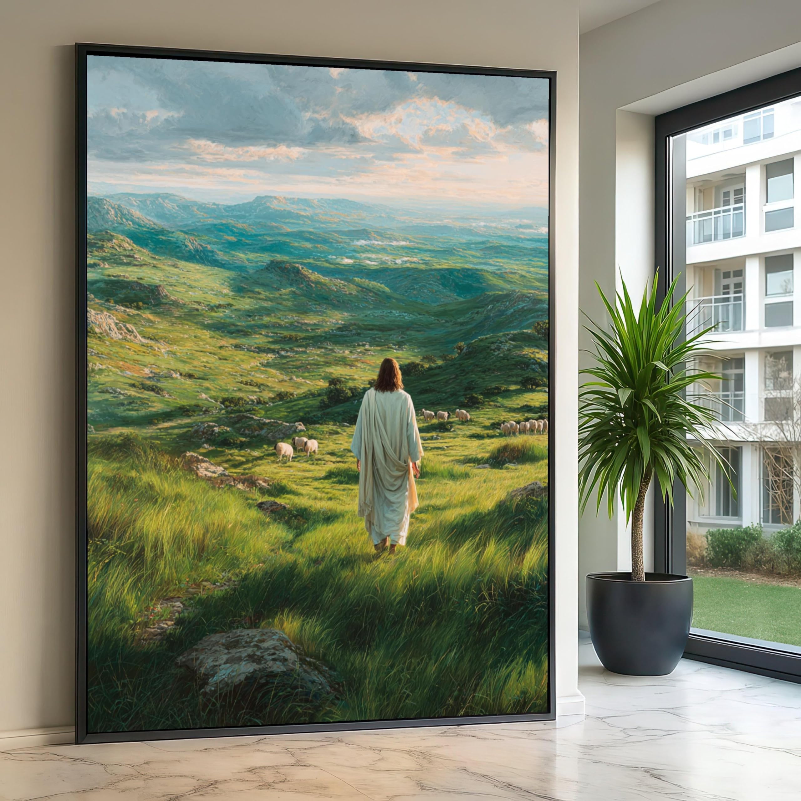 Art mural chrétien peinture de paysage religieux affiche décorative Jésus 70x100 - 8