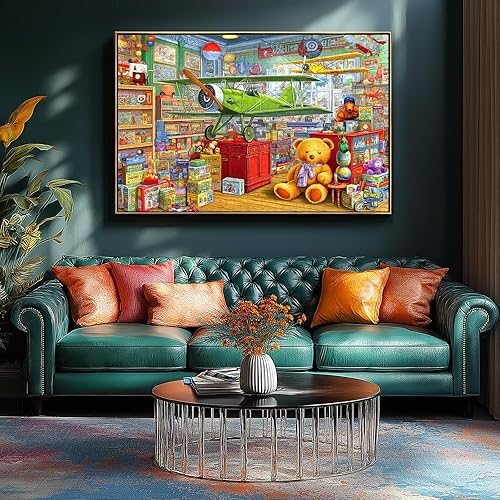 Miniatura 4 de Rompecabezas vintage de 1000 piezas para adultos, rompecabezas clásico de escena de oso y avión con letras en la parte posterior, juegos divertidos